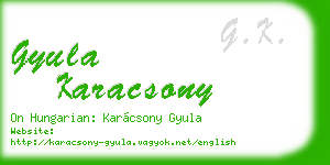 gyula karacsony business card